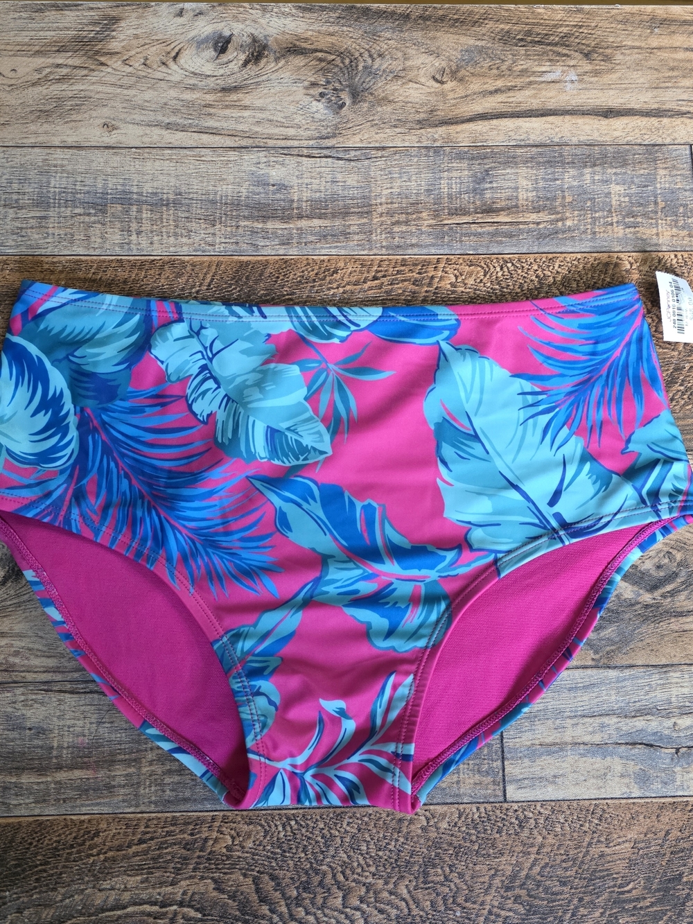 Girls Outdoor Oasis Tropical Pink & Teal High-Waist Bikini Bottoms - XL - NWT
